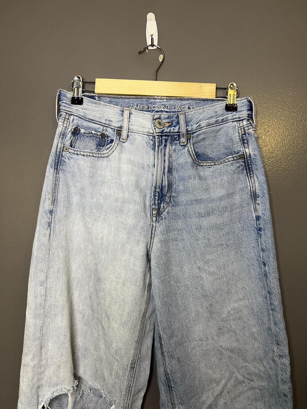 American Eagle Outfitters Skater Jeans Womens 4 Two Tone Wide Leg Distressed
